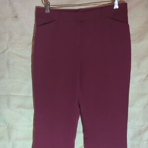 Red Straight Leg Pull-On Pants with Wide Waistband